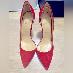 Christian Louboutin So Kate 100 Red Suede Pumps EU 38.5 Stiletto Heels